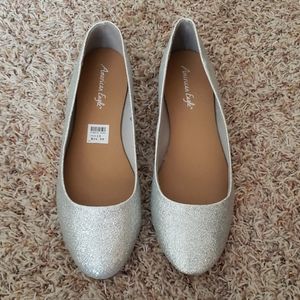 Sparkle silver flat ballet slippers NWT size 13